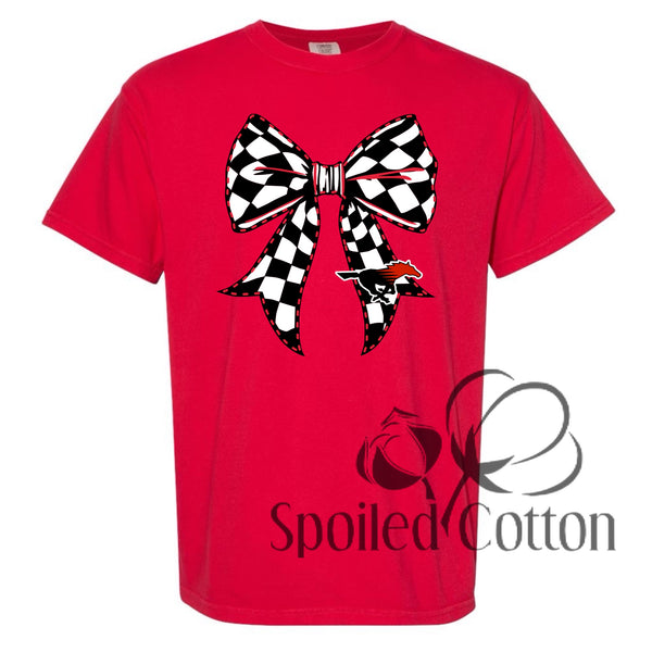Checkered Bow Mascot Shallowater Mustangs