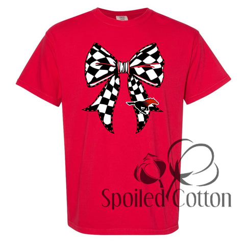 Checkered Bow Mascot Shallowater Mustangs