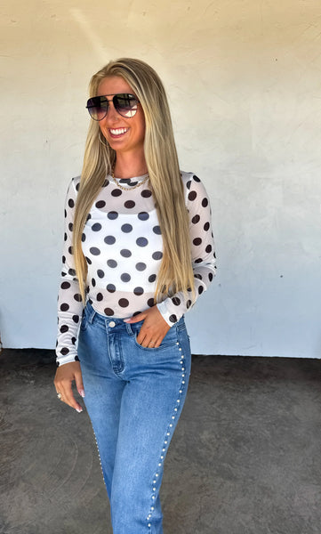 Black Polka-Dot MESH TOP
