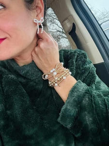You're Like Really Pretty Stacked Bracelets and Bow Earrings