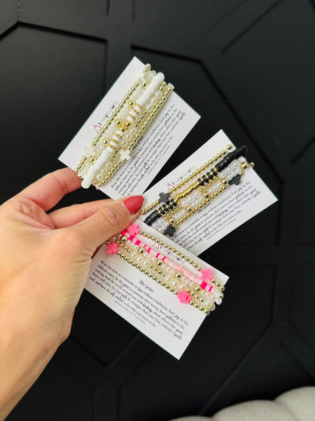 You're Like Really Pretty Stacked Bracelets and Bow Earrings