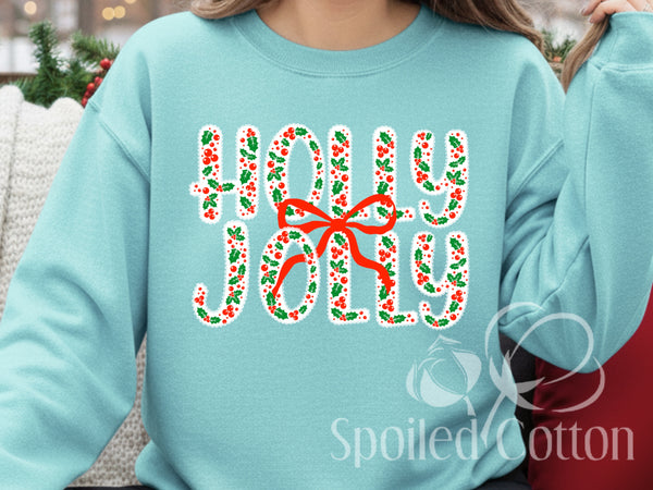 PREORDER GLITTER Lace Scalloped HOLLY JOLLY