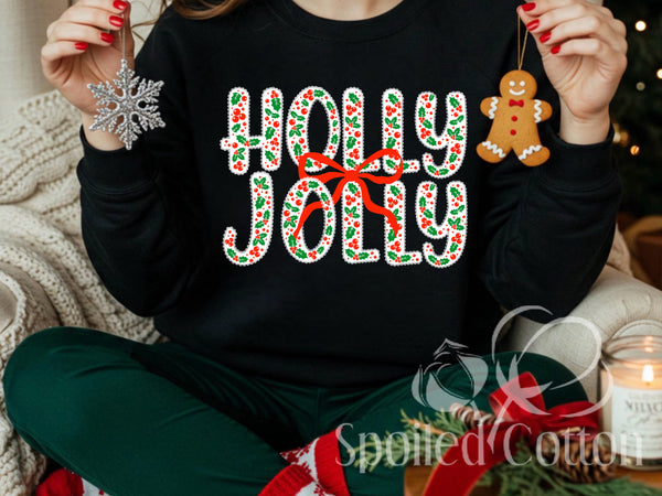 PREORDER GLITTER Lace Scalloped HOLLY JOLLY
