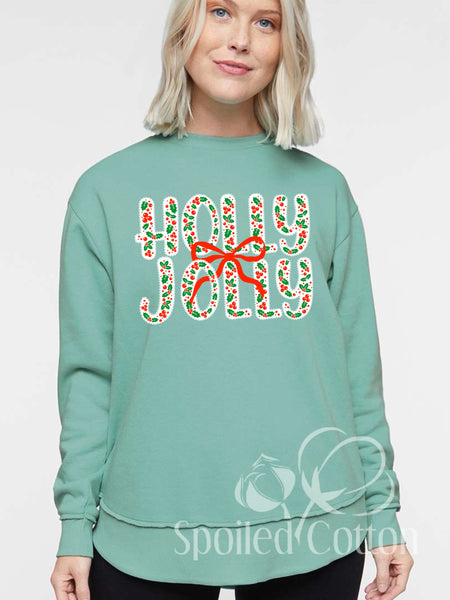 PREORDER GLITTER Lace Scalloped HOLLY JOLLY