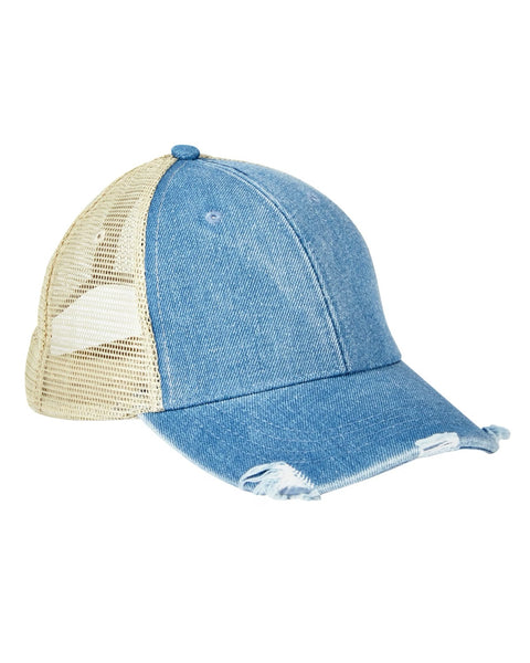 Distressed Denim Cap