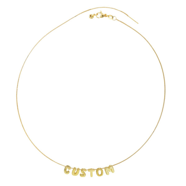 Bubble Letter Custom Word Necklace Smooth