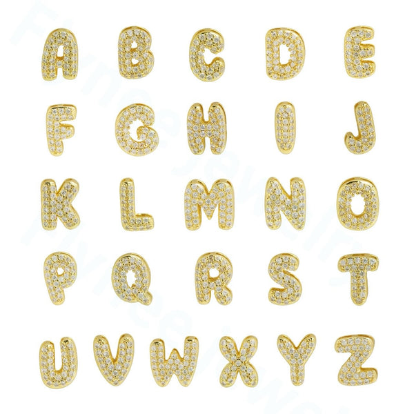 Bubble Letter Custom Word Necklace CZ Stones