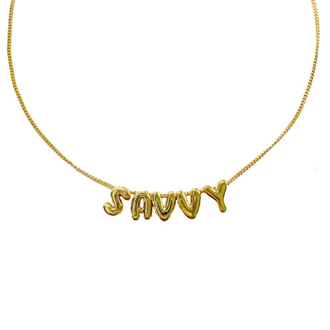 Bubble Letter Custom Word Necklace Smooth