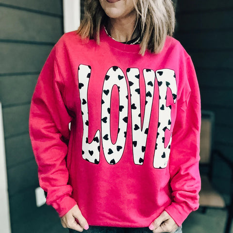 Hot Pink LOVE Hearts Sweatshirt