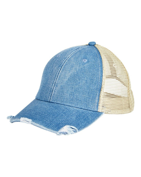 Distressed Denim Cap