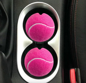 Pink Tennis Ball Sandstone Car Coasters